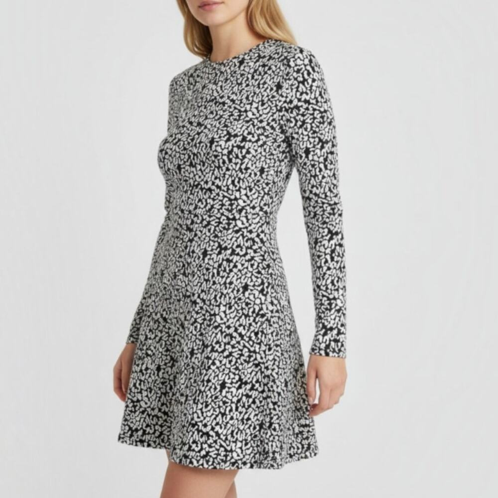 Reformation Kenmare Dress Lechat Animal Print Leopard Black White XS